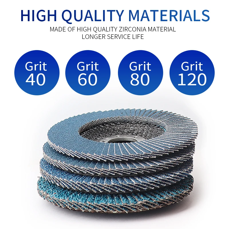 แผ่นขัด 115 มม./4.5 Flap Discs Professional Zirconia แผ่นขัด 40/60/80/120 กรวดเครื่องบดมุมบดล้อใบมีด