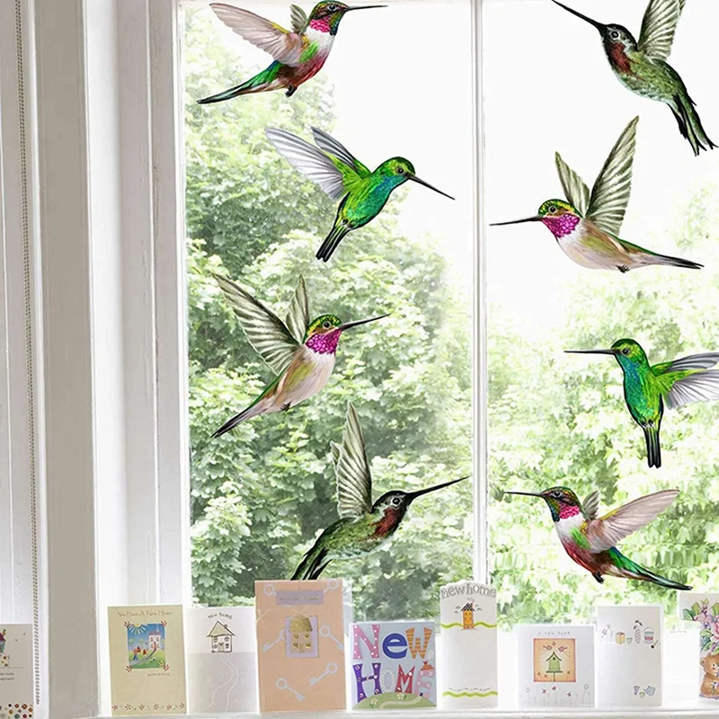 8 Large Beautiful Humming Bird Static Cling Window Stickers Hummingbird Anti Collision Bird Strike Window Stickers