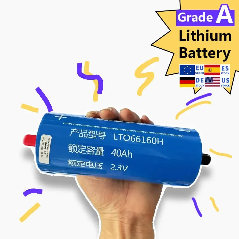 

Литий-титанатный аккумулятор LTO 2.3В 40Ач (66160), перезаряжаемая ячейка с разрядкой 10C для систем накопления энергии 12В, 24В, 48В (DIY)