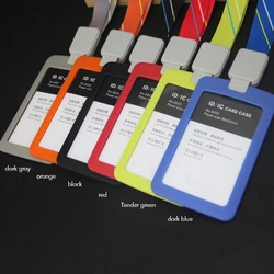 Porta Badge identificativo in acrilico trasparente con custodia in Silicone, cordino retrattile, porta ID/credito verticale, porta Badge a due carte di carico