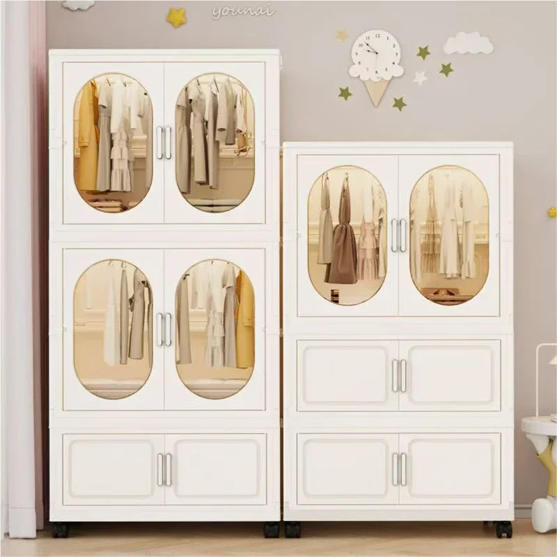 

Children's Wardrobe Storage Cabinet - Household Baby Clothing Cabinet Hangable Organizer for Baby Clothes