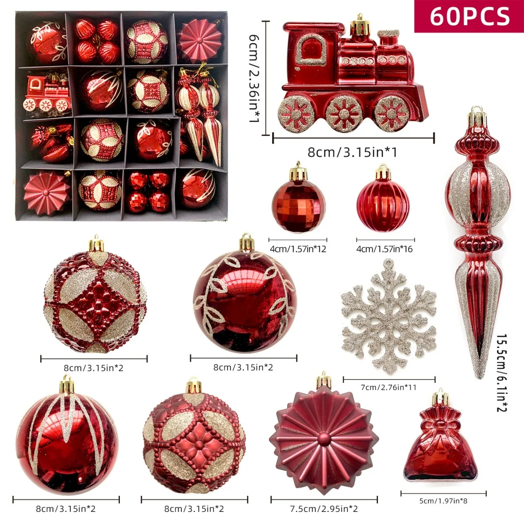 

60PCS 6CM Painted Christmas Ball For Xmas Tree Hanging Pendant Ornaments 2025 Christmas Home Decoration 2026 New Year Supplies