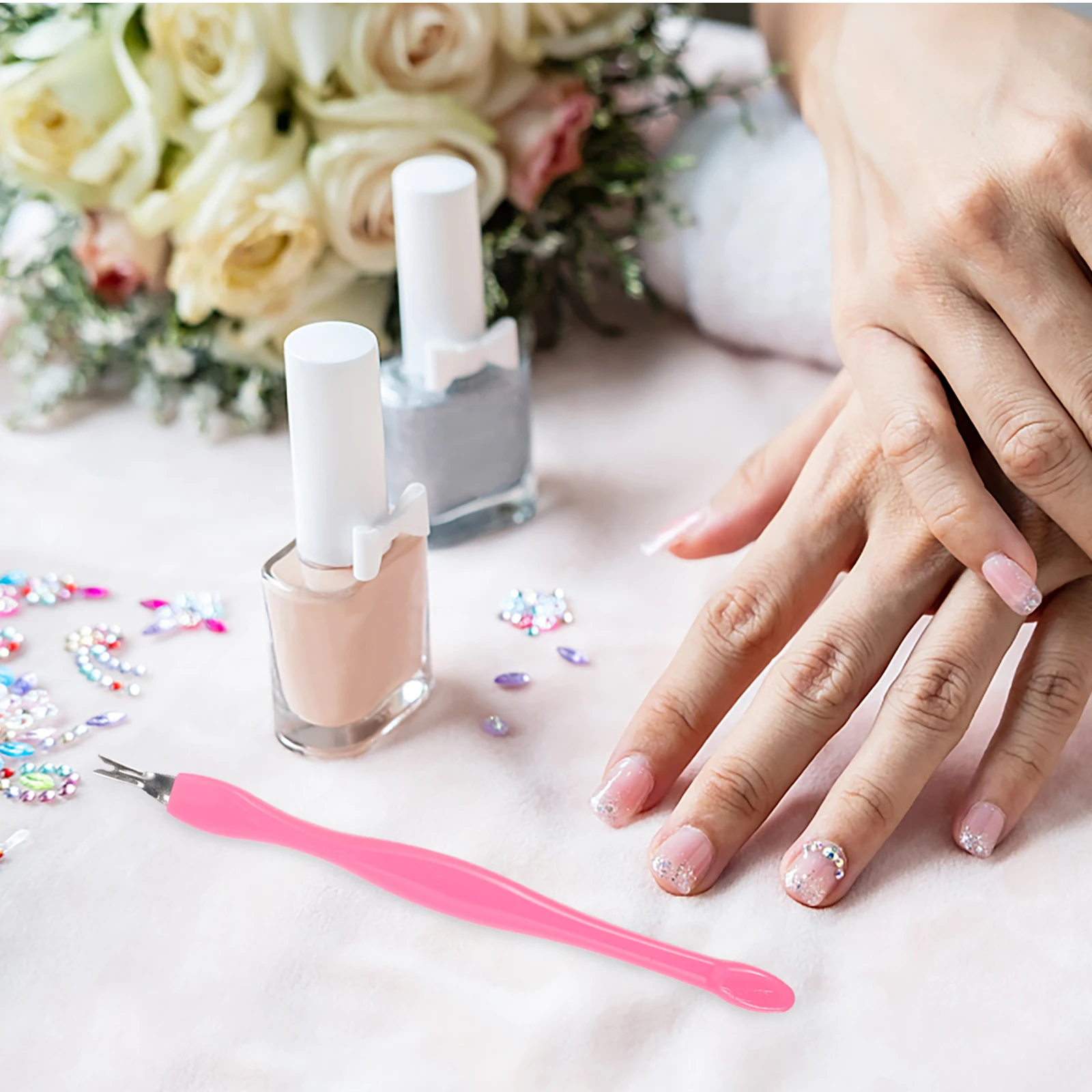 

Pedicure Nail Art Tools Pink Cuticle Trimmer Remover Pusher Dead Skin Callus Removal Fork Manicure Tools Professional Home Use