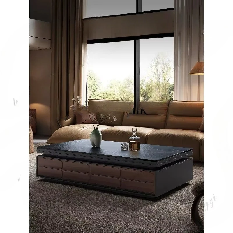 light luxury telescopic TV cabinet high-end living room marble