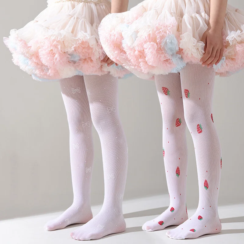 Lawadka Tights For Girls Fashion Print Strawberry Stockings Thin Soft Pantyhose Children's Girl Leggings Summer Mesh Tight 2-12Y