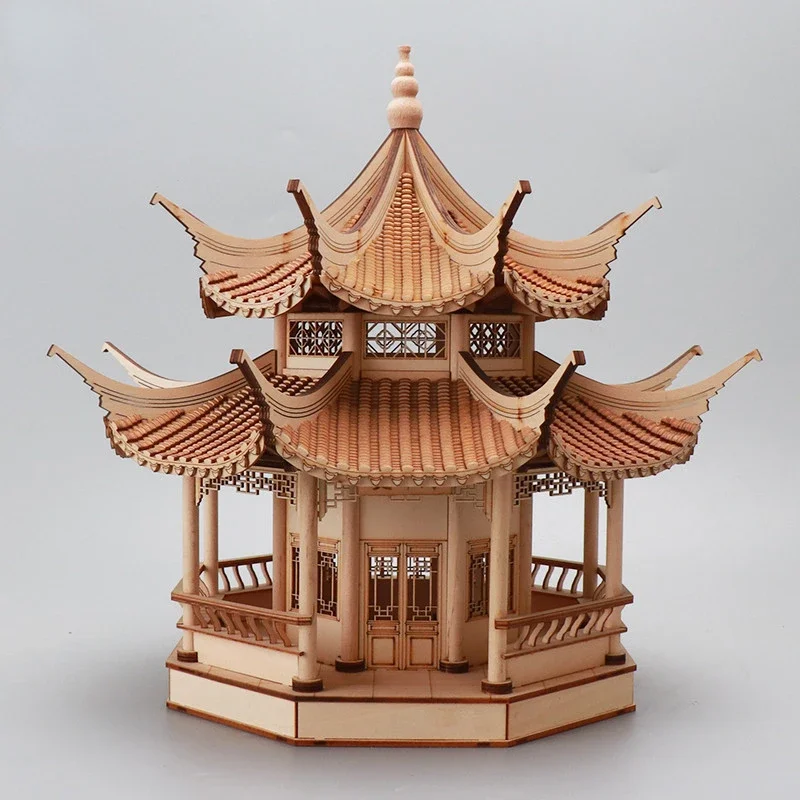 Modern New Chinese Creative Ancient Architecture Octagonal Pavilion Home Living Room Entrance Soft Decoration TV Wine Cabinet