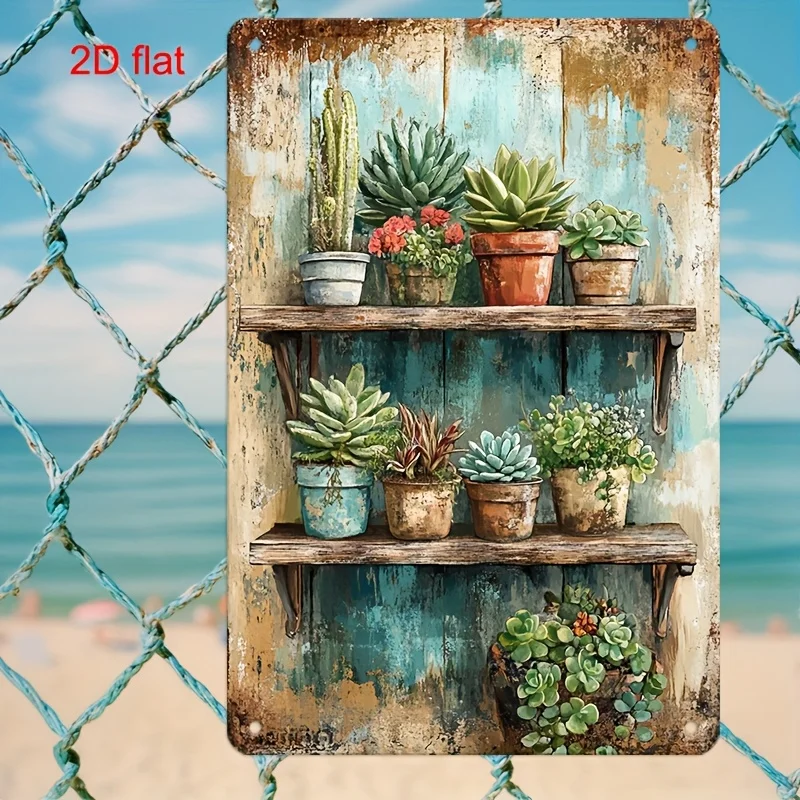 2D Flat - A Vintage Metal Sign in 2D Format | Succulent Wall Decoration | (7.9X11.8 Inches / 20*30 Cm) Durable, Pre-Drilled for