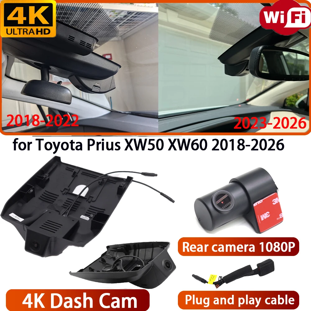 for Toyota Prius XW50 XW60 2018-2026 Video Recorder 4K Lens DVR Dash Cam Wifi OEM Camera 170° Wide Angle Loop Recording