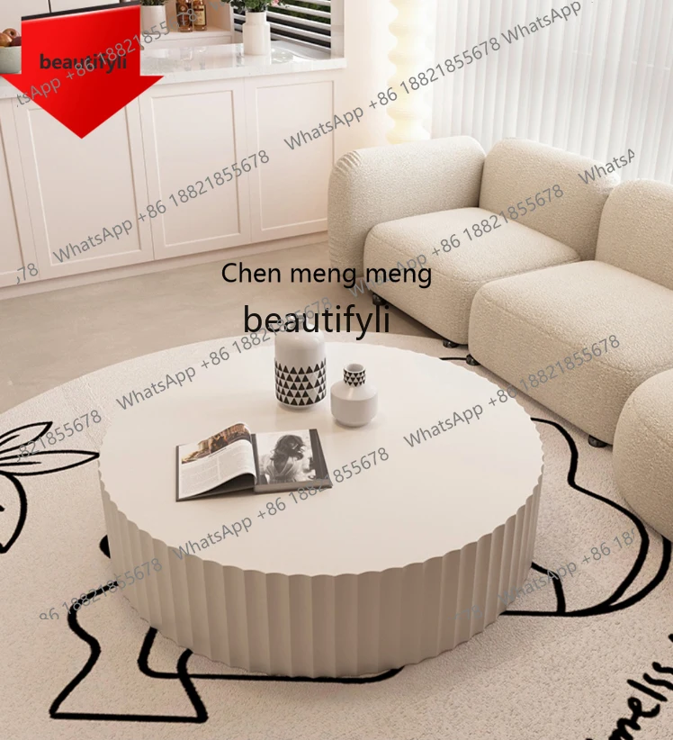 

K185 Cream Style round Coffee Table Household Living Room Tea Table Small Coffee Table