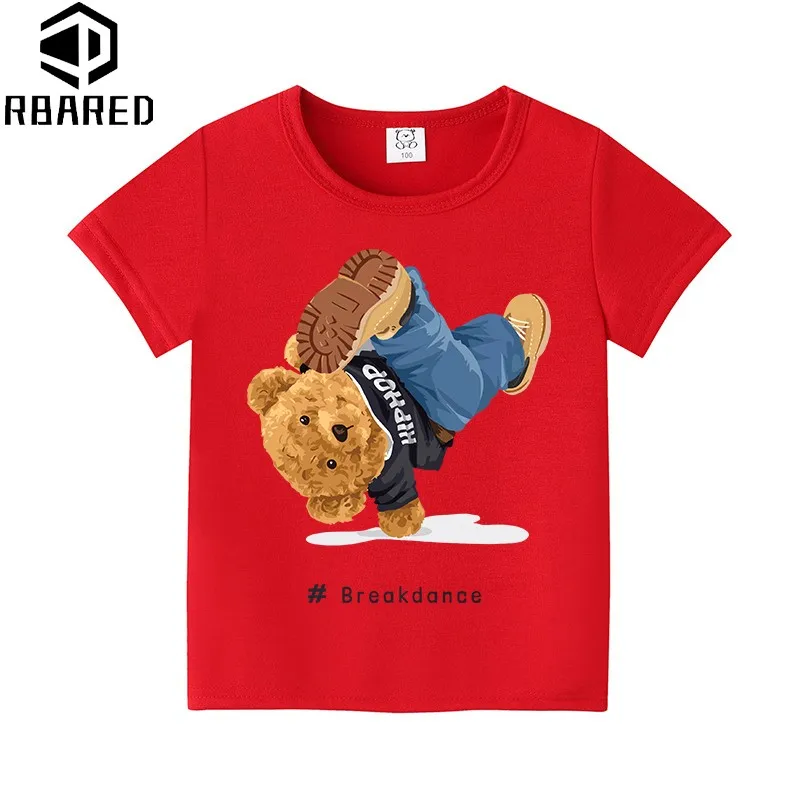 Trendy Teddy Bear Children\'s T-shirt 100% Cotton Boys Clothes Stitch Tops Top Shirts Brands Short Sleeve 2024 Kids Clothes Stich