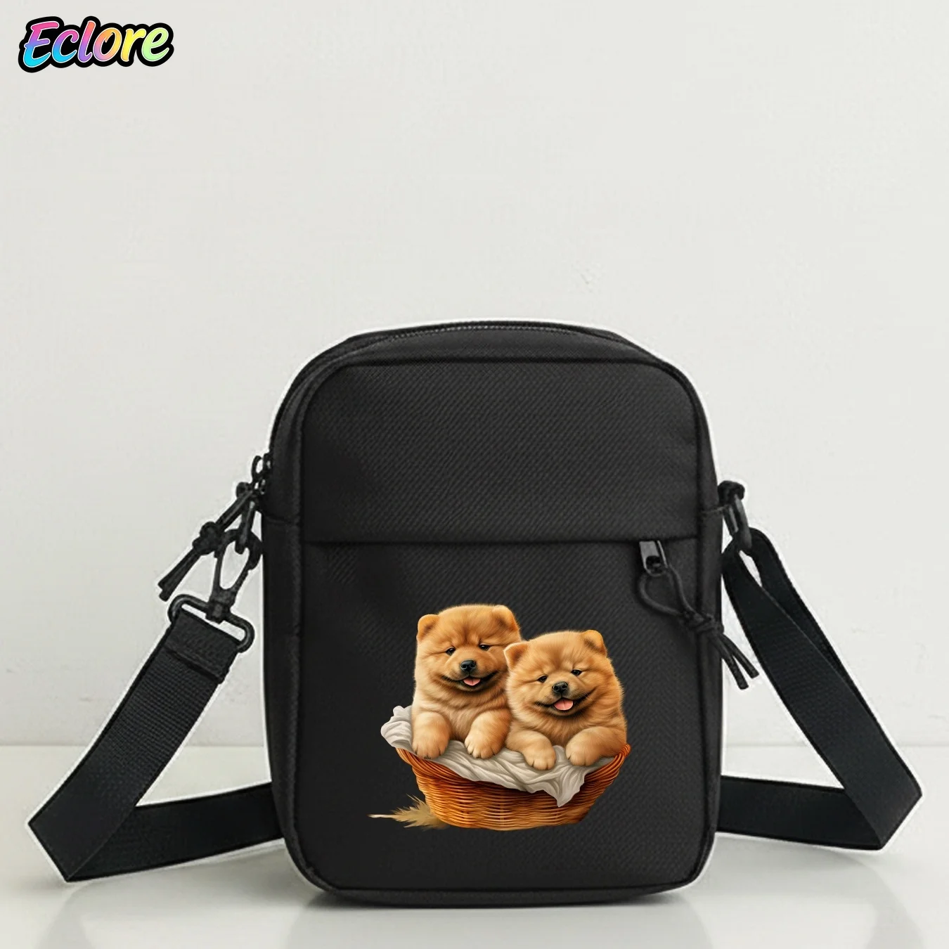 Sac à bandoulière à motif de chien Chow Chow avec sangle réglable, sac fourre-tout à fermeture éclair pour femme, usage quotidien, shopping, cadeaux, voyages décontractés