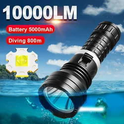 High Power 10000LM Diving Flashlight XHP300 LED Ultra Bright Professional Diving Torch IP8 Highest Waterproof Fishing Flashlight