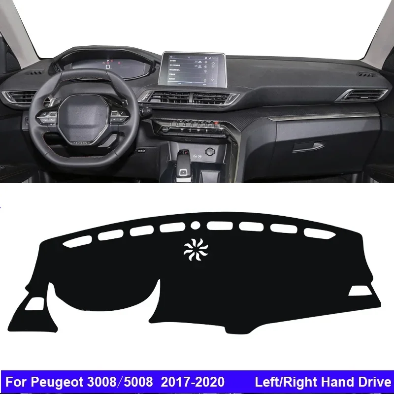 

Car Inner Dashboard Cover For Peugeot 3008 5008 2017 - 2020 Auto Dash Mat Carpet Sun shade Dashmat Rug Cushion 2018 2019