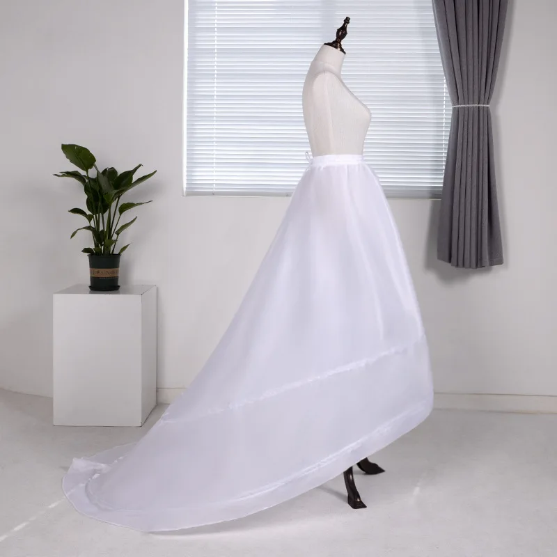

WUS-10 Elegant Tulle Bridal Petticoat Two Hoops Adjustable Elastic Strap Brides Bustle Pageant Prom Fishtail Underskirt