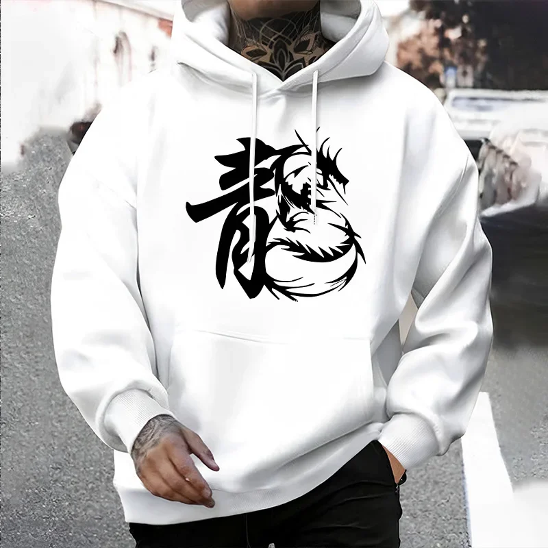 Streetwear Essential Hoodies für Männer 2025, urbane Mode, chinesischer Drache, Kapuzenpullover, männlich, trendig, lässig, Herbst-Winter-Kapuzenpullover