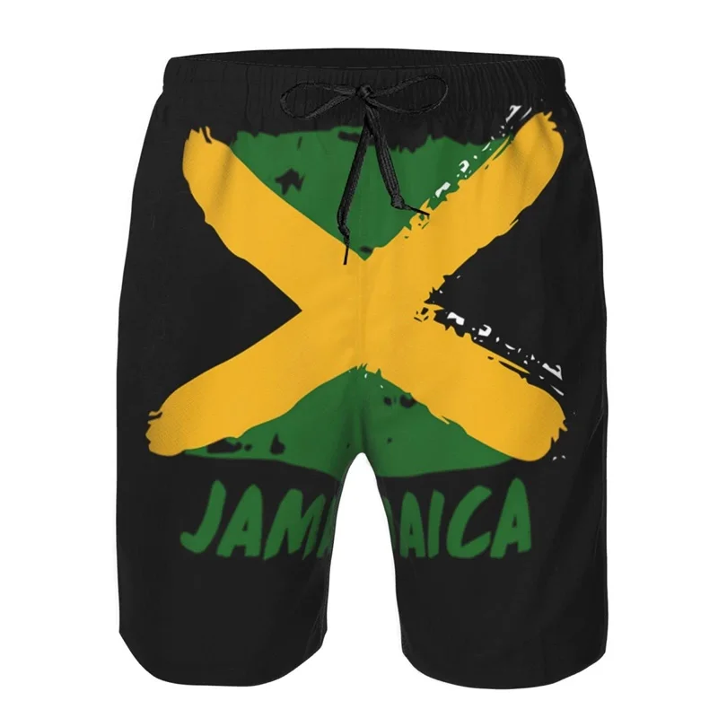 3D Full Print Jamaica Flag Graphic Shorts For Men Casual Plus Size Quick Dry Board Beach Shorts Mens Swim Trunks Swimsuit