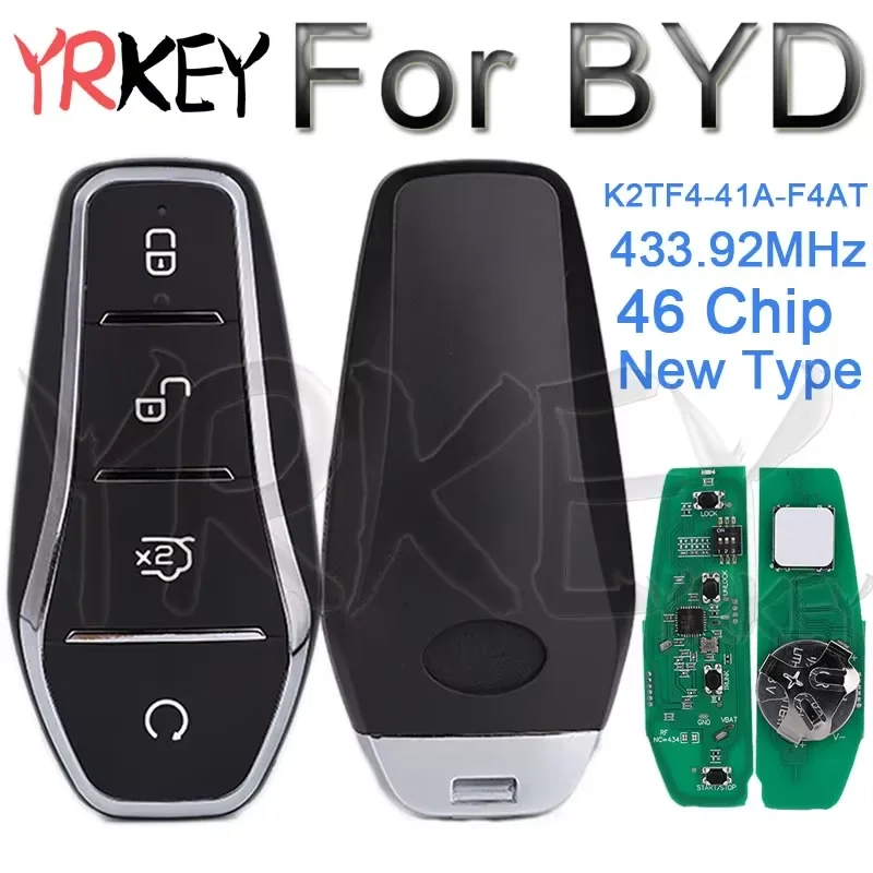 

Автомобильный ключ для BYD Qin PLUS DM-i Qin PLUS EV Yuan PLUS SONG 433,92 МГц ID46 Чип Keyless Go K2TF4-41A-F4AT Автомобильный умный дистанционный ключ