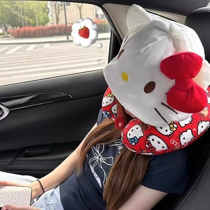 

Sanrio Hello Kitty U Shaped Neck Pillow Kt Cat Soft Travel Pillow for Airplane Car Office Nap Cute Plush Support Cushion Gifts