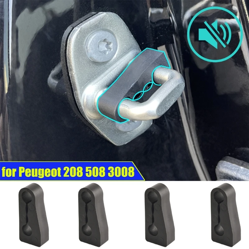 Quiet Car Door Lock Pads Car Door Lock Sound Dampening Pads Noise minimizing Car Door Lock Cushions set for 308 307 4PCS