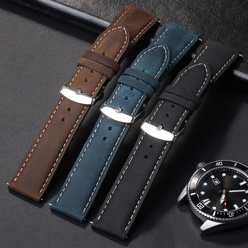 Watch Band Genuine Leather Straps 14 16mm 18mm 20mm 22mm 24mm Watch Accessories High Quality Leather Watch Belt Strap Watchbands