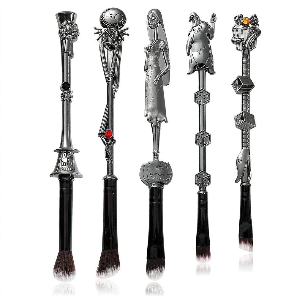 Halloween makeup brush 5 pieces dark style creative skull makeup brush set personalized metal eye shadow brush Halloween decorat