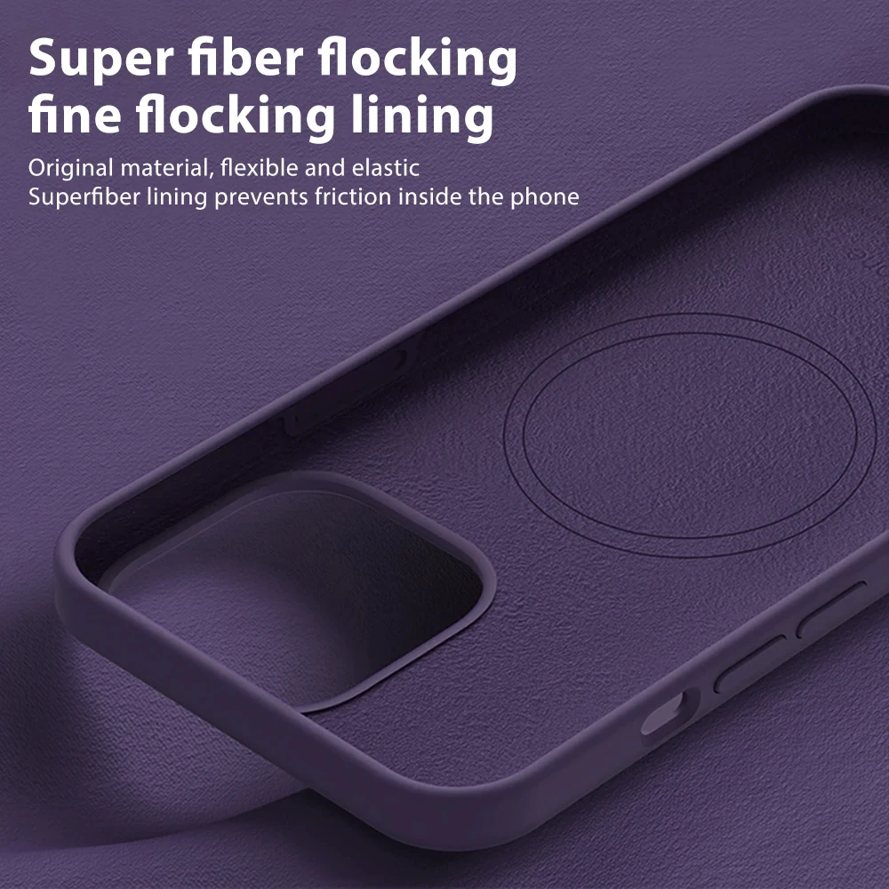 For Magsafe Liquid Silicone Case For iPhone 15 14 13 12 11 Pro Max Plus Wireless Charging Soft Back Cover Shockproof Accessories view 4