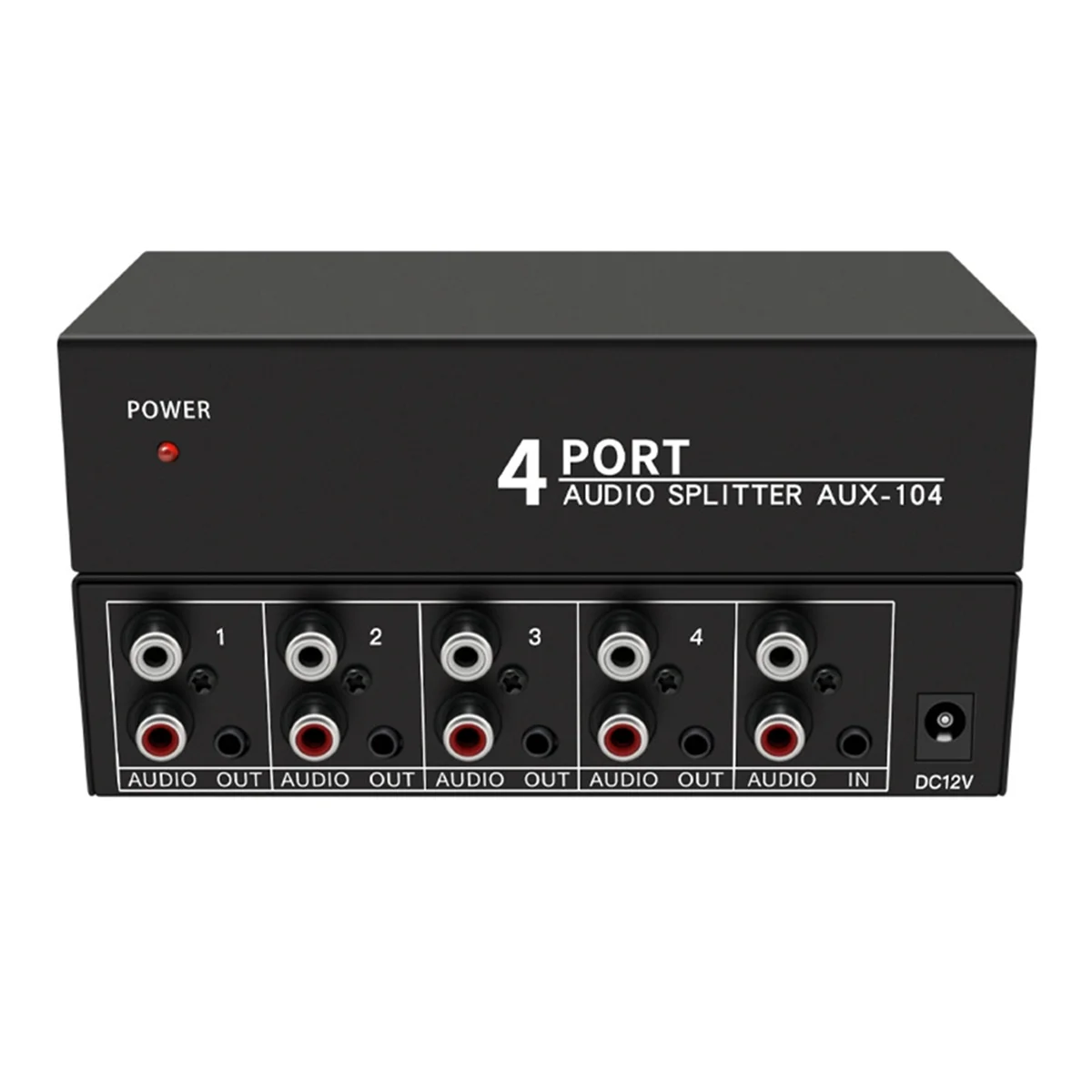 Audio Splitter 1 in 4 Out RCA L/R Aux Stereo Audio Splitter 1X4 Audio Distributor for PC DVD Speaker Splitte, EU Plug