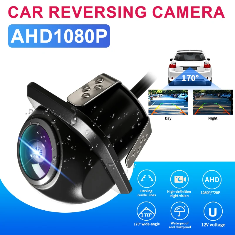 AHD1080P Car Rear View Camera,170° Fisheye AHD/CVBS Signal,HD Night Vision&IP68 Waterproof ,Straw Hat Shape Drill Mount Camera