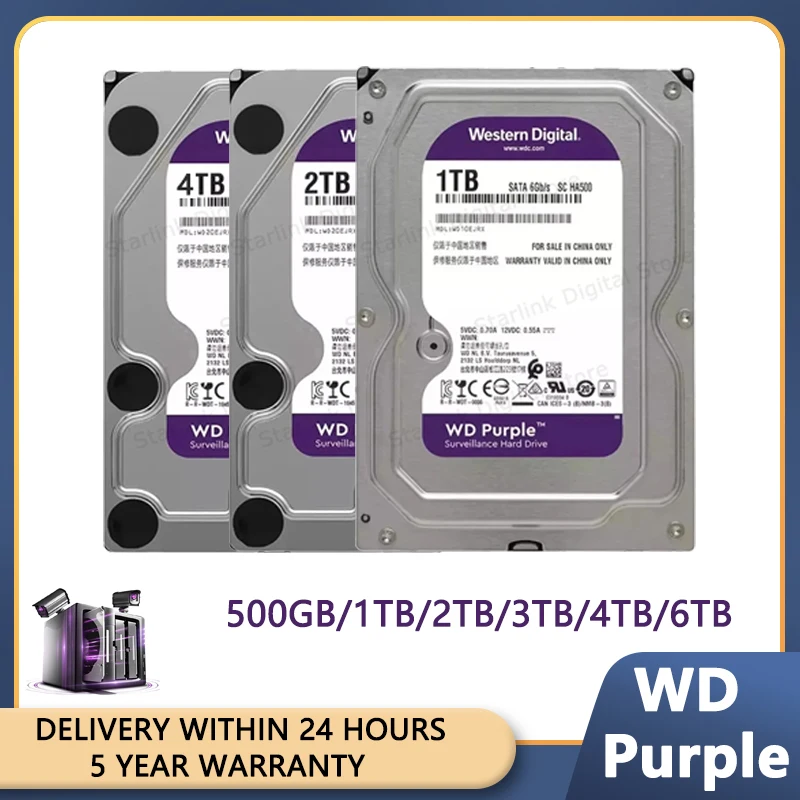 

Western Digital WD Purple HDD 1TB 2TB 3TB 4TB SATA 6.0Gb/s 3.5" Hard Drive Disk For Security System Video Recorder ssd hard disk
