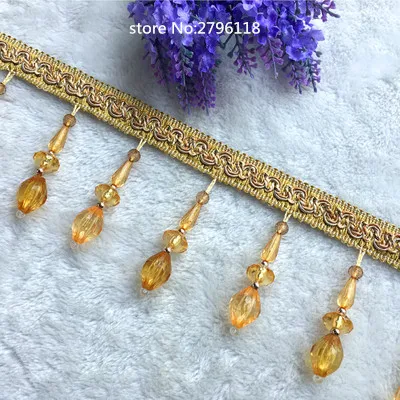 50 meters  / wholesale 9CM long curtain lace tassel edge acrylic crystal pendant curtains DIY accessories curtain fabric