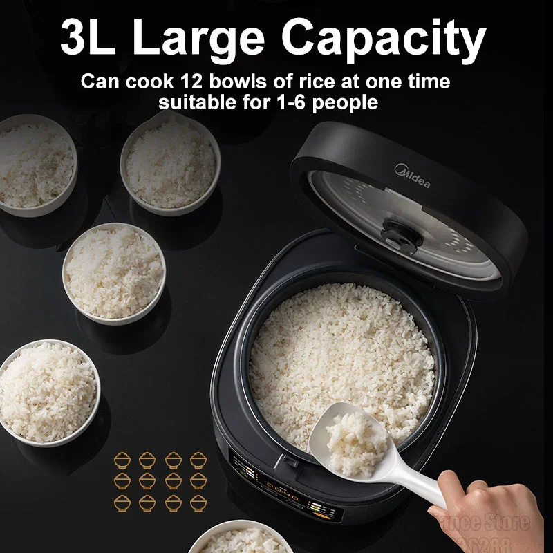 3L Rice Cooker Color Screen Button Electric Cooker Multifunctional Menu Household Electric Cooking Pot For Kitchen