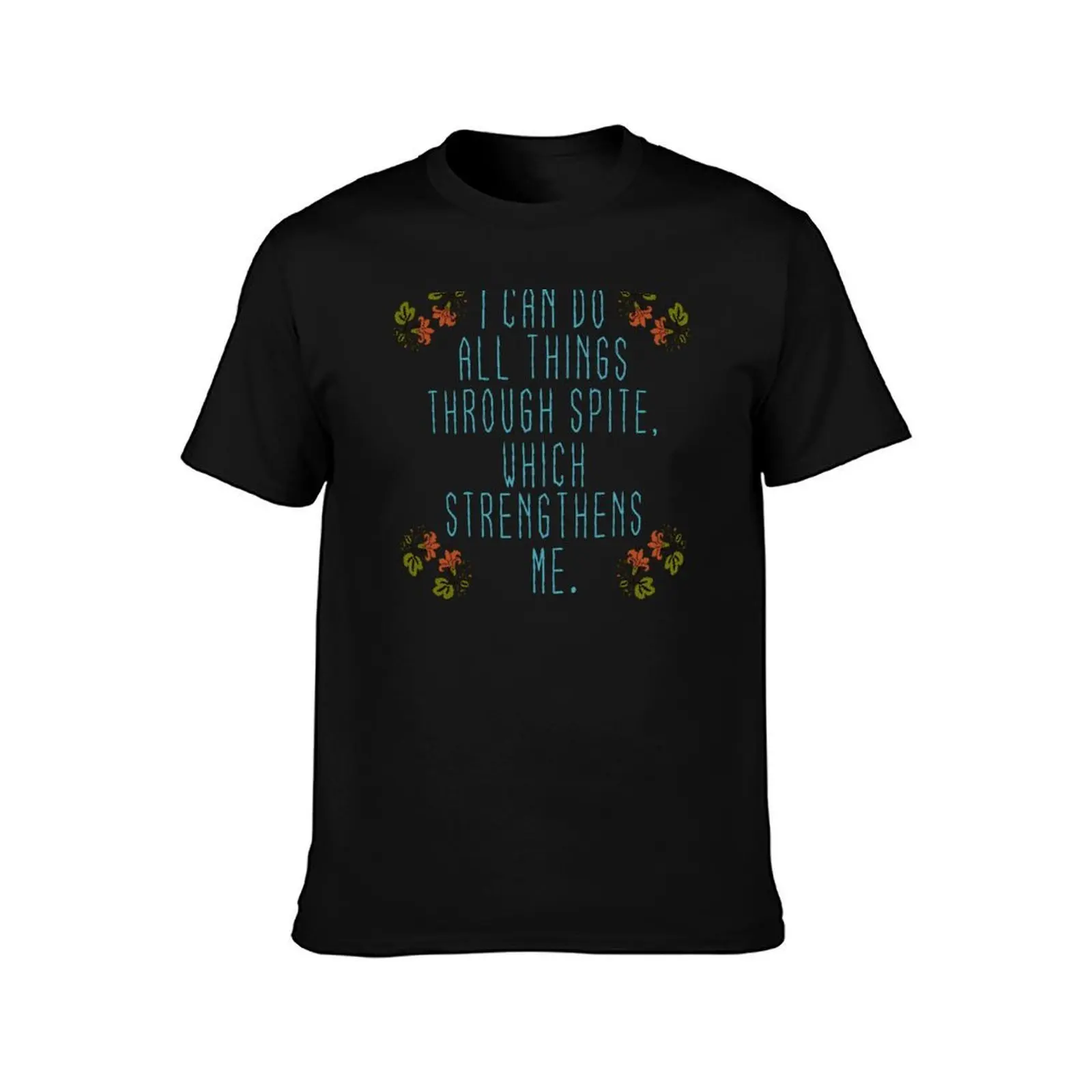 I CAN DO ALL THINGS THROUGH SPITE FUNNY NEEDLEPOINT T-Shirt, Summer Casual Cotton Tee, Oversized Streetwear Tops, 100% Cotton
