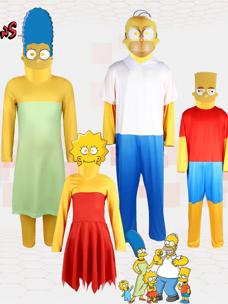 Simpsons fly loween roupa de performance de desenho animado macacão de poliéster conjunto de fantasia de fone de ouvido para mulheres roupas étnicas de palco