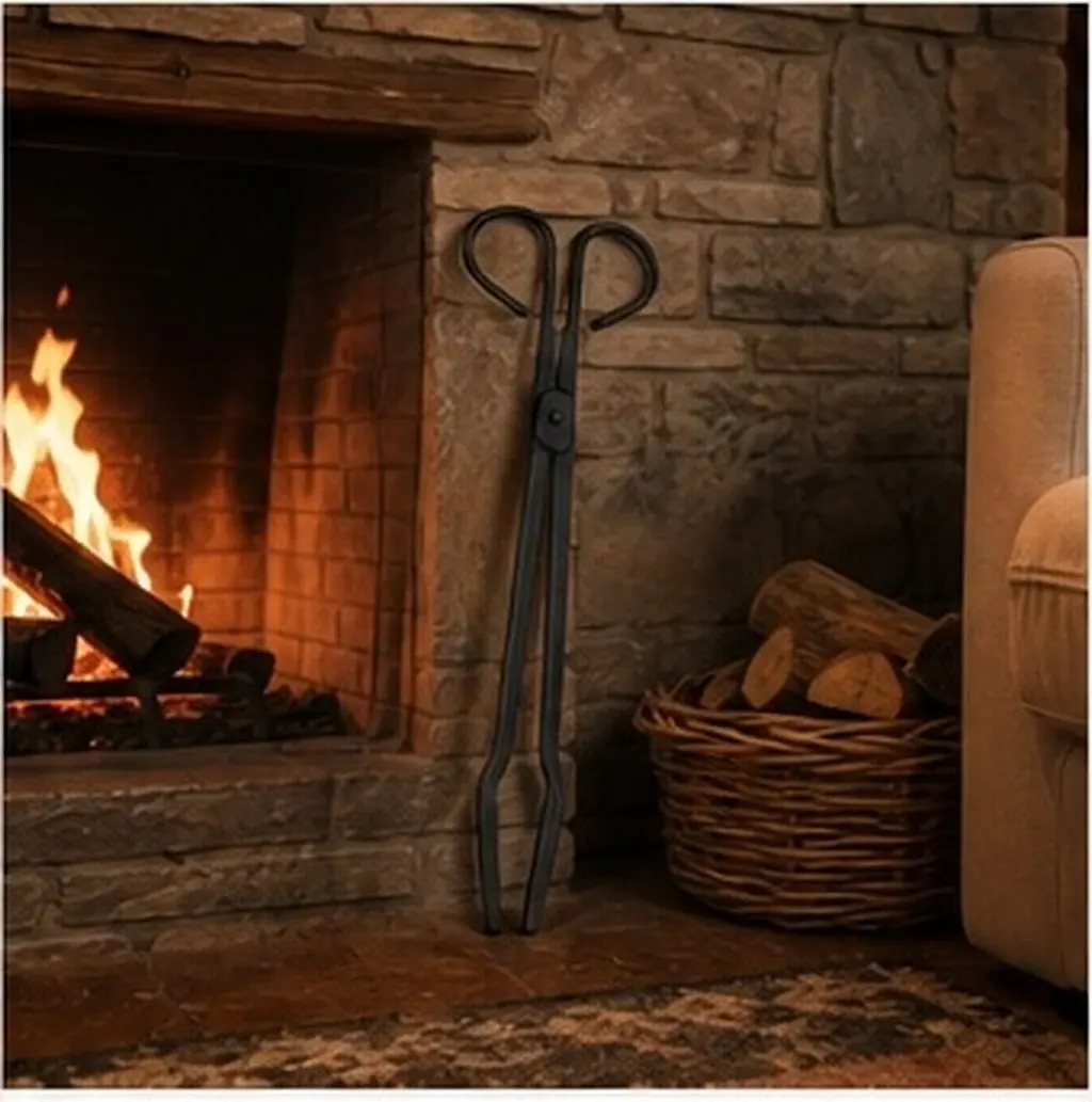 Fireplace Tongs Heavy Duty Iron Log Grabber Firewood Coal Charcoal Fire Pit Log Grabber Tool Coal Tongs Kitchen Tong Grill Tong