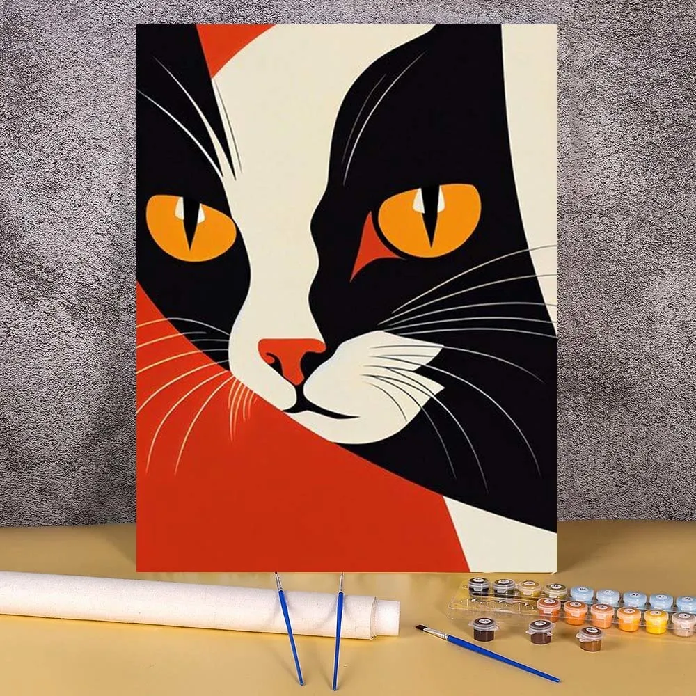 

Coloring By Numbers Cat Cartoon Easy DIY Kids Kits On Canvas Acrylic Paint Painting By Number For Children Bedroom Wall Decor