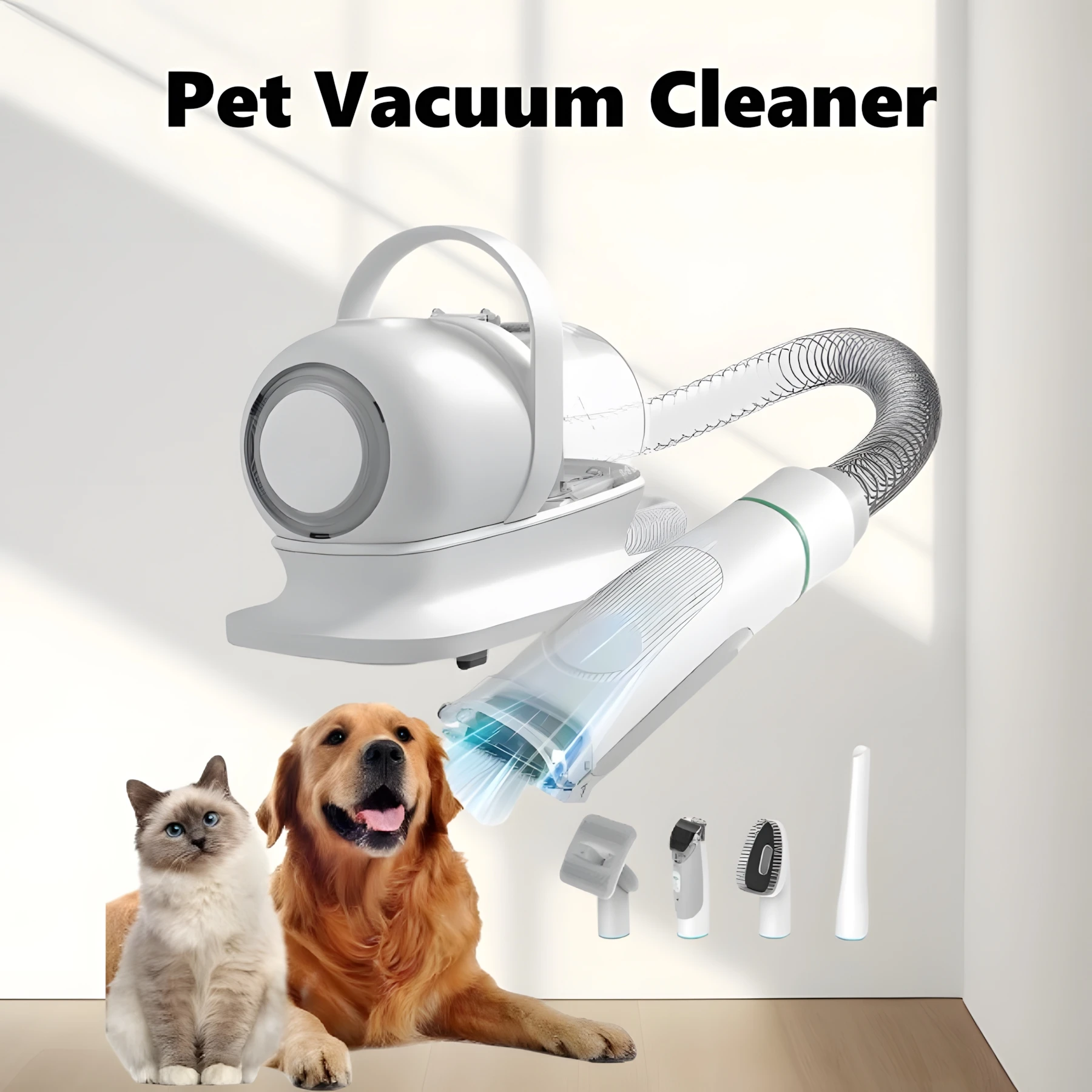 Automatic Multi-function Pet Hair Cleaner Vacuum Hair Shaver Brush Dog Cleaner Kit Professional Clippers with 5 Grooming Tools