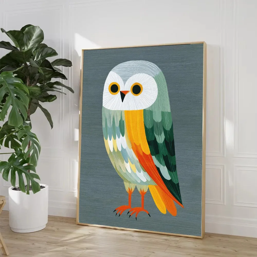 Multiple sizes 1pc frameless Canvas Painting Vintage Japanese Owl Canvas Painting Animals Bird Minimal Illustration Poster Wall