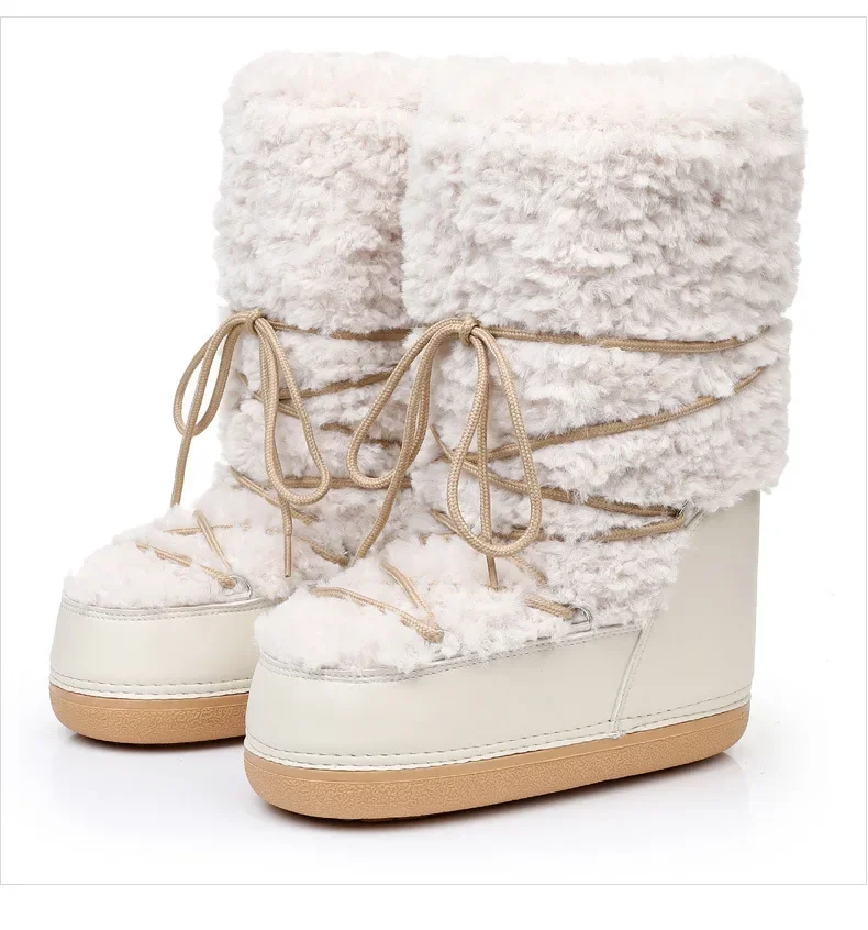 Women's Winter Boots 2026 New Thickened Space Boots Women Fur Splicing High tube Woman Snow Boots Ladies Winter Shoes Non-slip