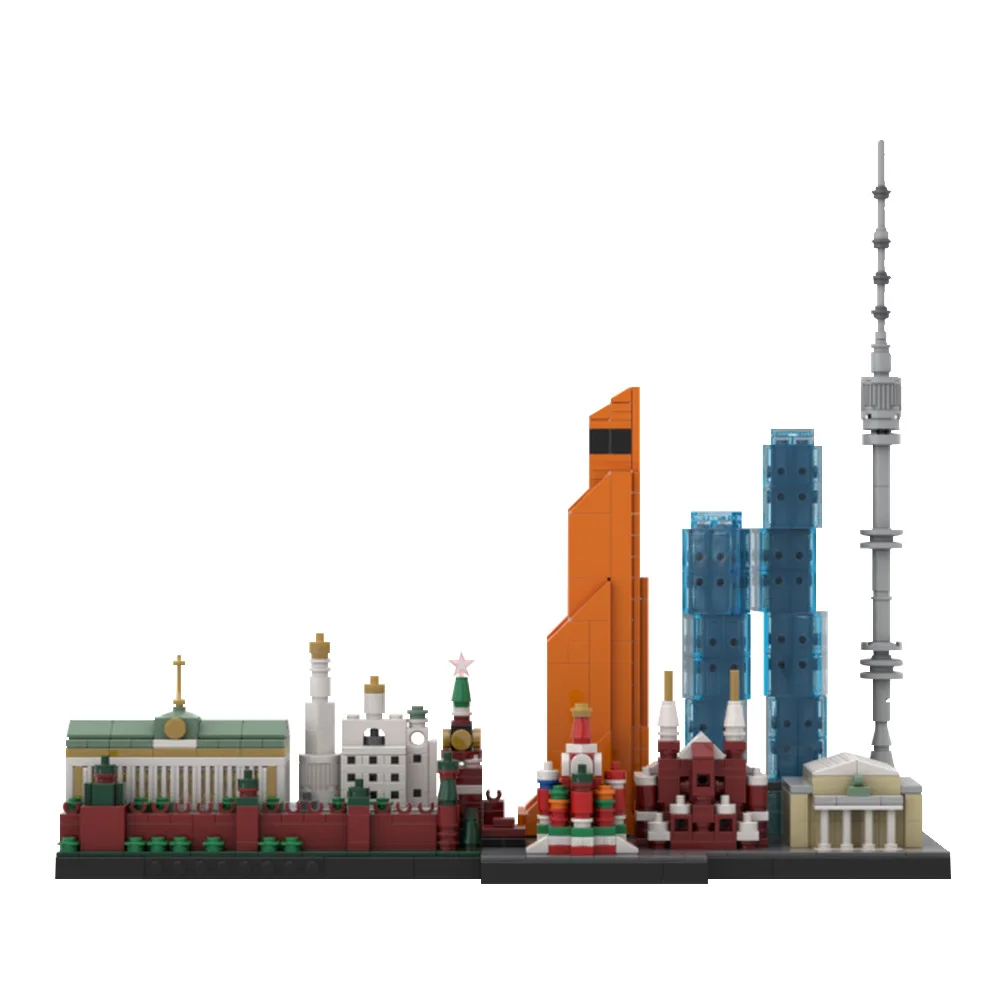 MOC-193781 Moscow Skyline Model Building Blocks St. Basil's Cathedral Kremlin Wall Red Square Architecture Bricks Toy Gift