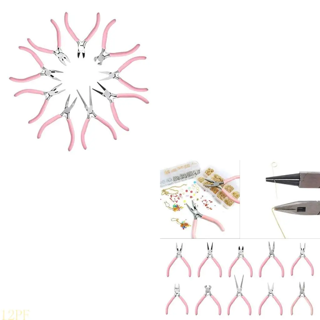 12PF Versatile Pink Craft Tools Portable Pliers Tools for Jewelry Making and Crafts