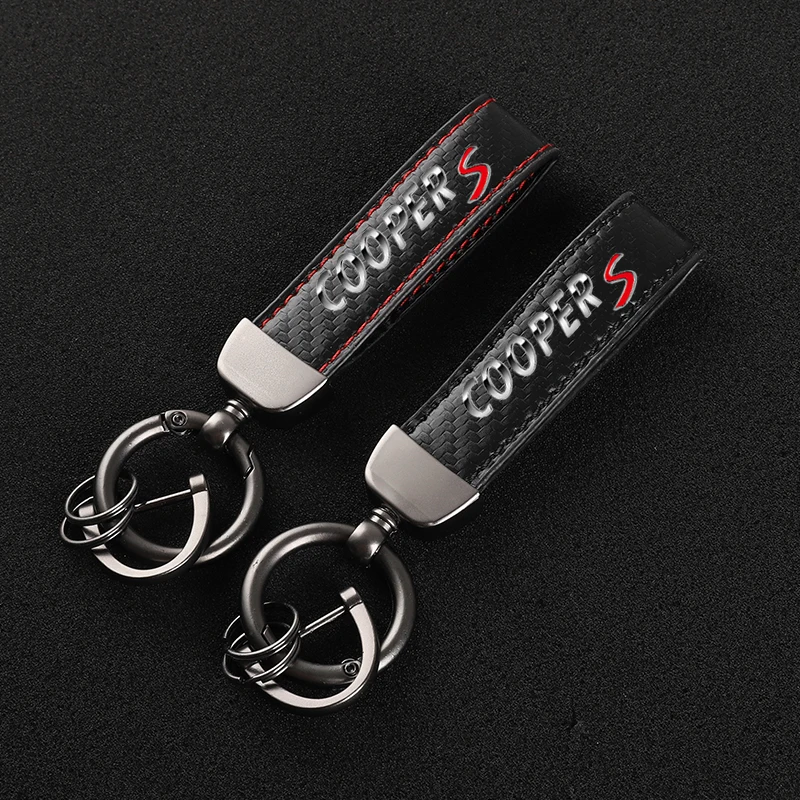 

Carbon fiber Leather Car KeyChain Custom sports Key Rings gift For mini Cooper s R56 R55 R60 R61 F54 F55 F56 F57 F60 Cooper Car