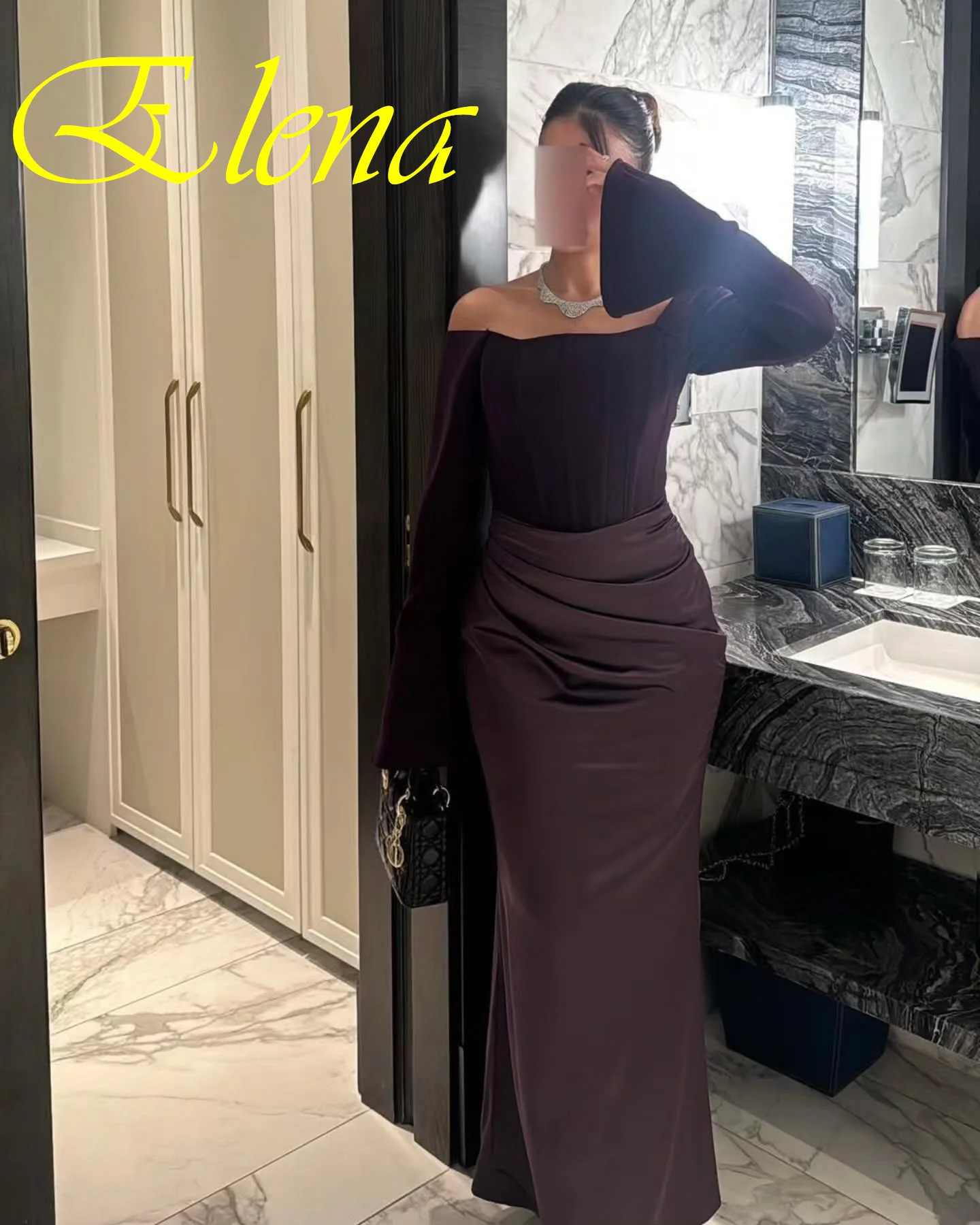 

Customized Mermaid Off the Shoulder Flare Sleeves Fashion Temperament Evening Dress Celebrity Gowns High Quality Long Sleeves