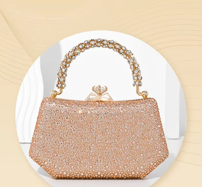 

New luxury evening bag with diamond embellishments, women's handbag for banquets, evening dress, and evening wear