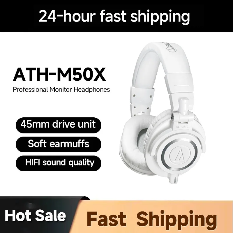 Audio-Technica ATH-M50X Professional Studio Monitoring Headphones Hifi with Detachable Music Game Headset