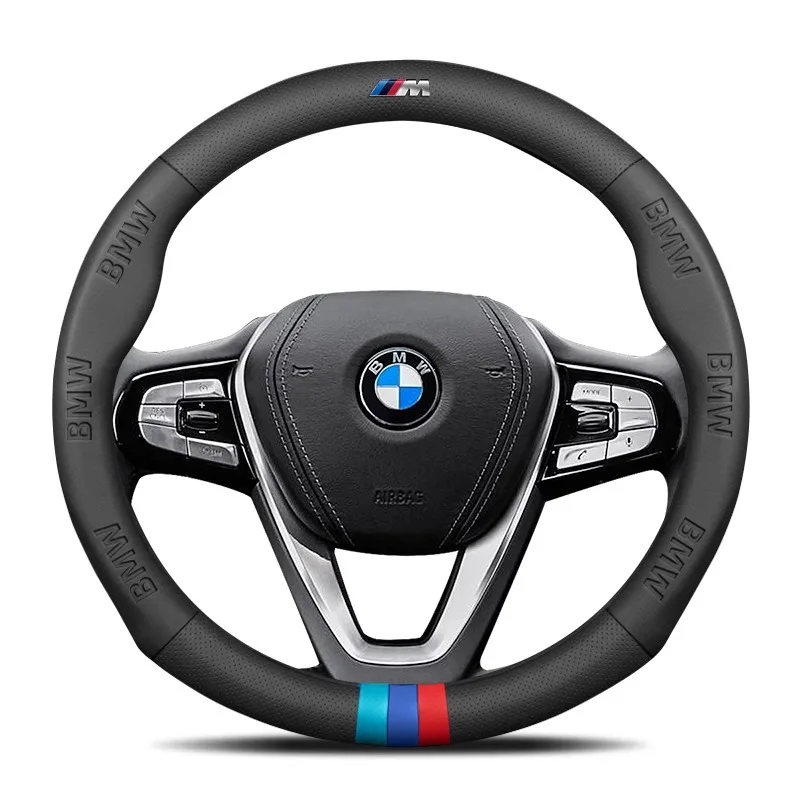 Car 3D Embossing Ventilate Steering Wheel Cover For BMW M Power M3 M4 M5 E36 E39 E46 E60 E90 F10 F15 F20 F25 F30 G30 X1 X3 X5 X7