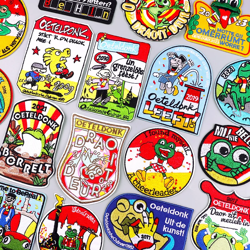 2024 Oeteldonk Leeft Emblem Embroidery Patches For Clothes Carnival Frog Iron On Patch For Netherland Fusible Patches DIY Gift