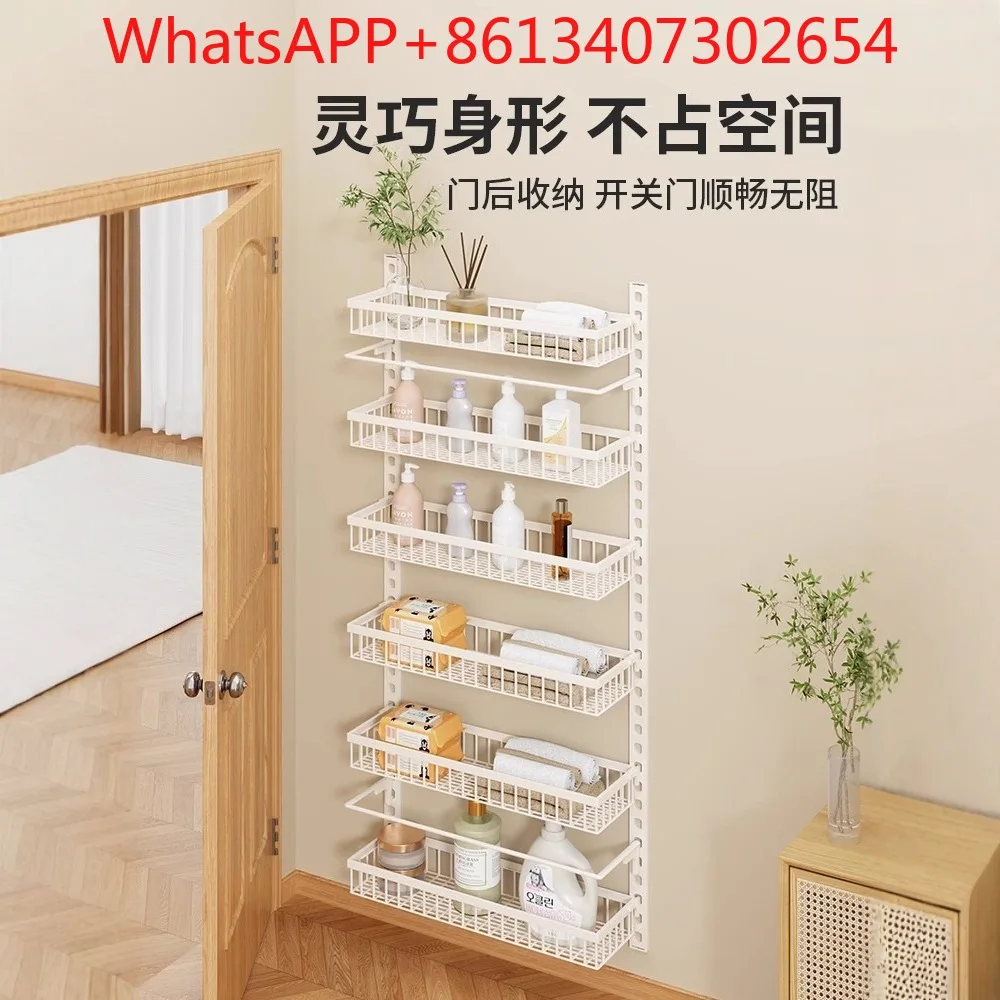 No punching bathroom door rear rack narrow crack wall hanging multi-layer storage rack toilet wall (1pcs)