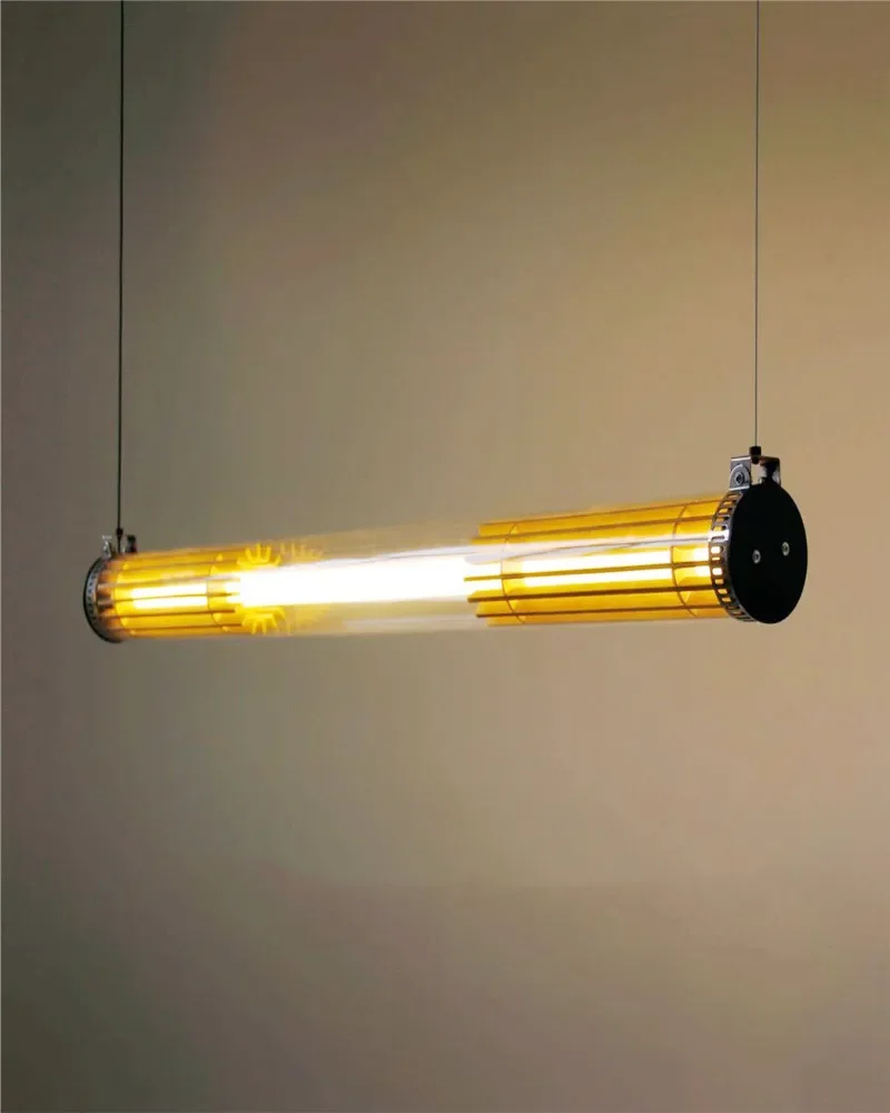 Tubo Lámpara colgante ámbar Lámpara de tubo largo LED Pasillo de hotel Lámpara lineal vintage americana Faro de dormitorio Lámpara de barra de comedor