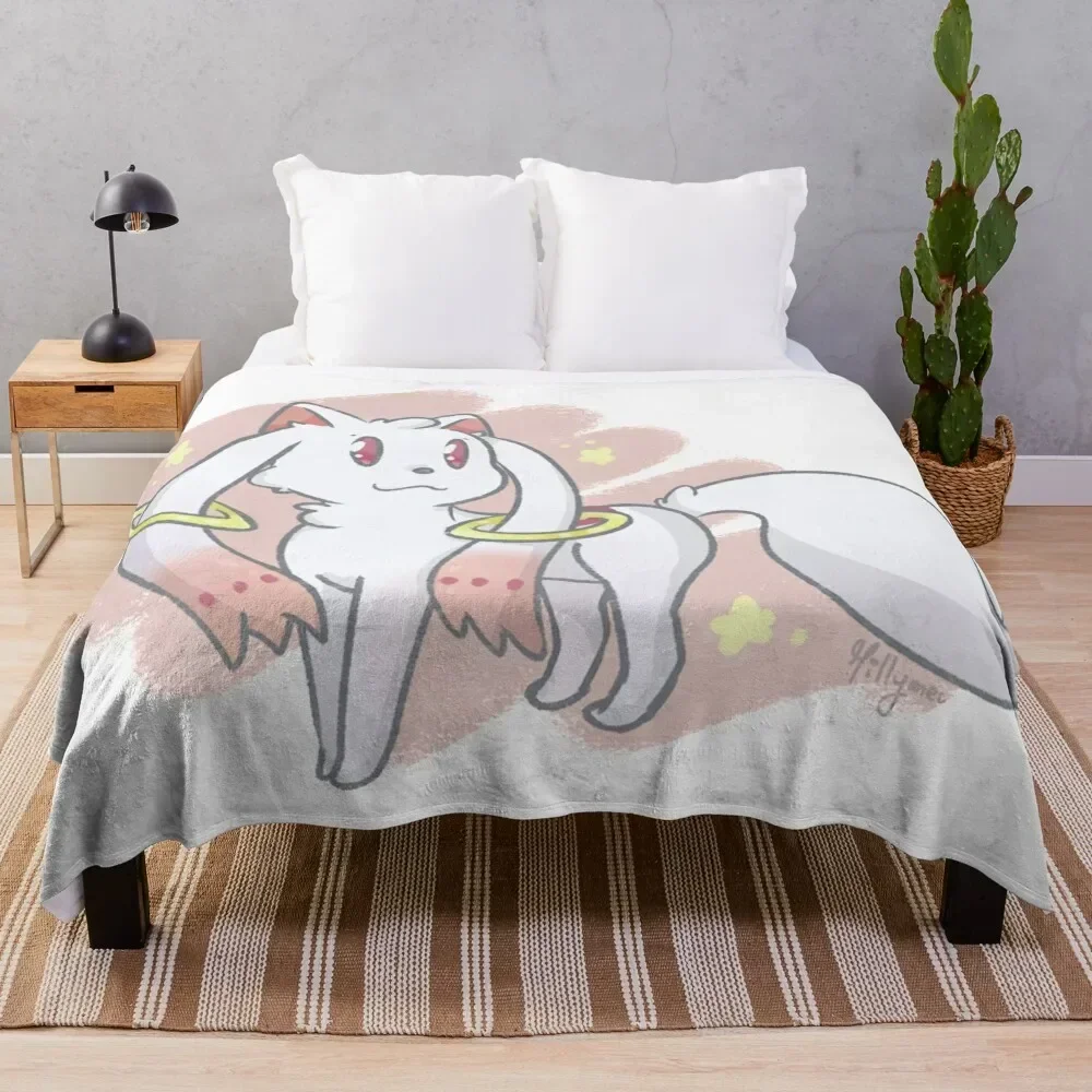 Kyubey - Madoka Magica Throw Blanket manga Bed linens Fashion Sofas Blankets