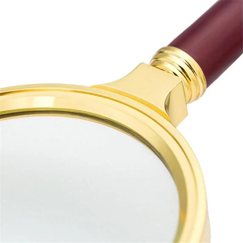 10X Handheld Magnifier With Wooden Handle 60mm Magnifying Glass Retro  for Home Learning Reading